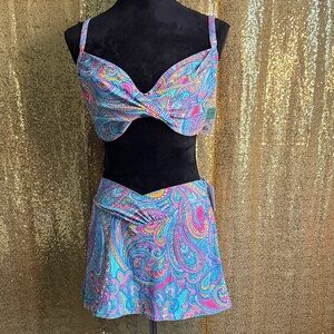 Sunsets two-piece bikini set underwire bikini top and skirted bottom